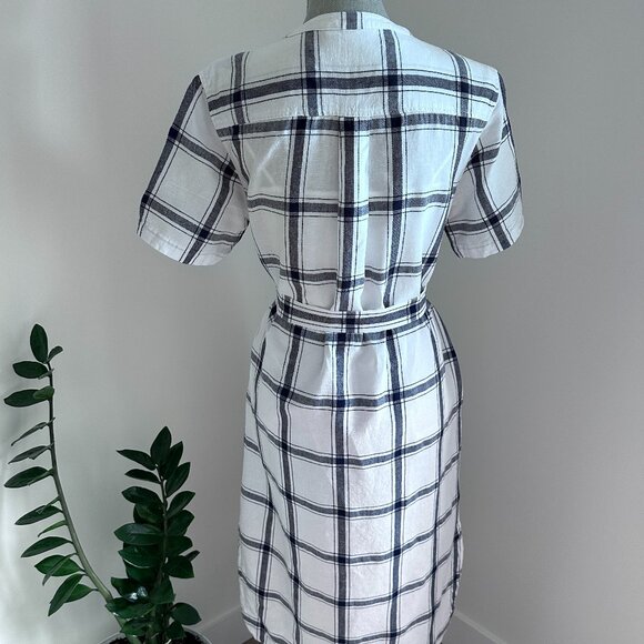 Midi/Maxi Shirt Dress sz 8  in Linen/Cotton- White & Blue Check - Picture 3 of 11